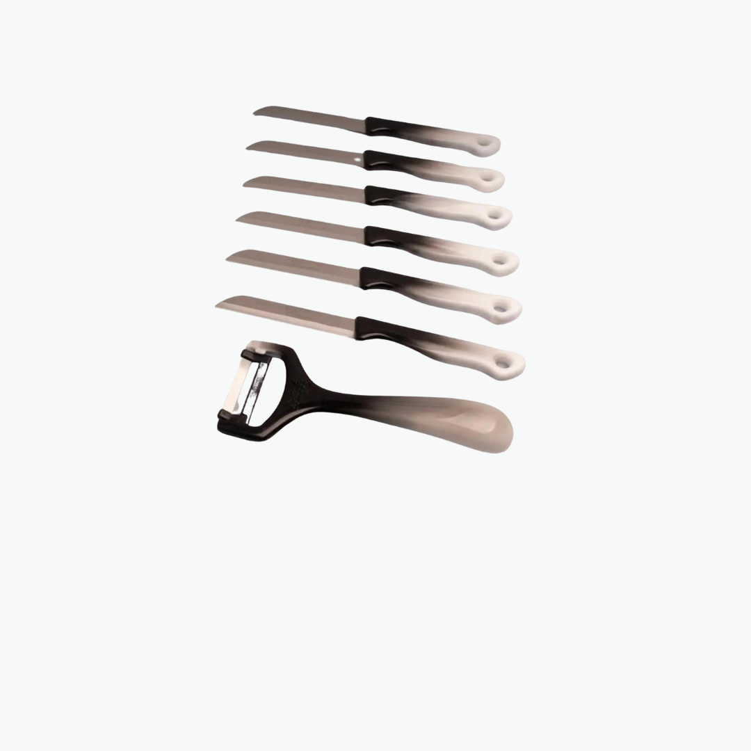 Siyah Beyaz Meyve Bıçağı ve Soyacak Seti