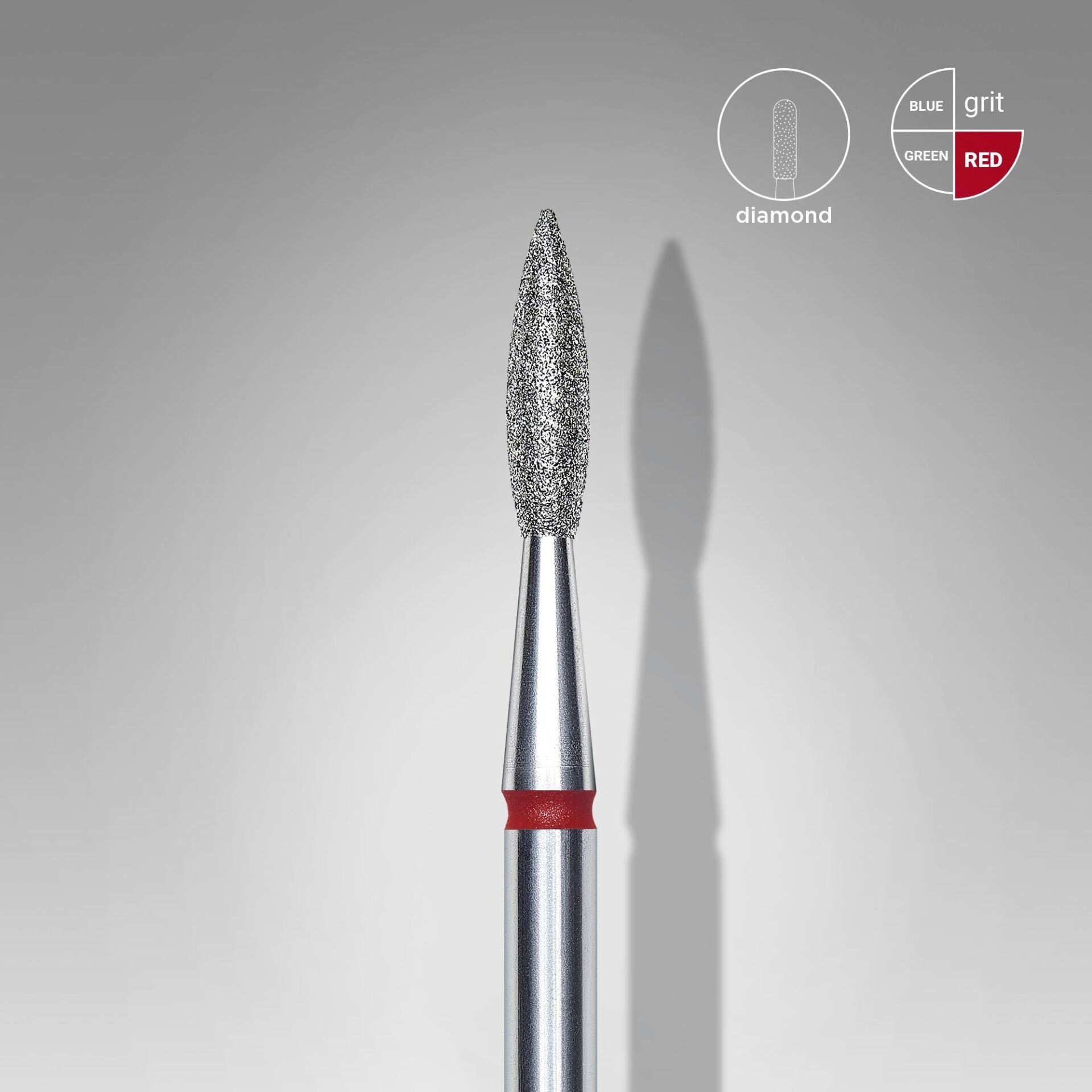 STALEKS Elmas Sivri Alev Freze, Kırmızı, Çap 2,1 mm, Çalışma Kısmı 8 mm