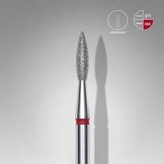 STALEKS Elmas Sivri Alev Freze, Kırmızı, Çap 2,1 mm, Çalışma Kısmı 8 mm
