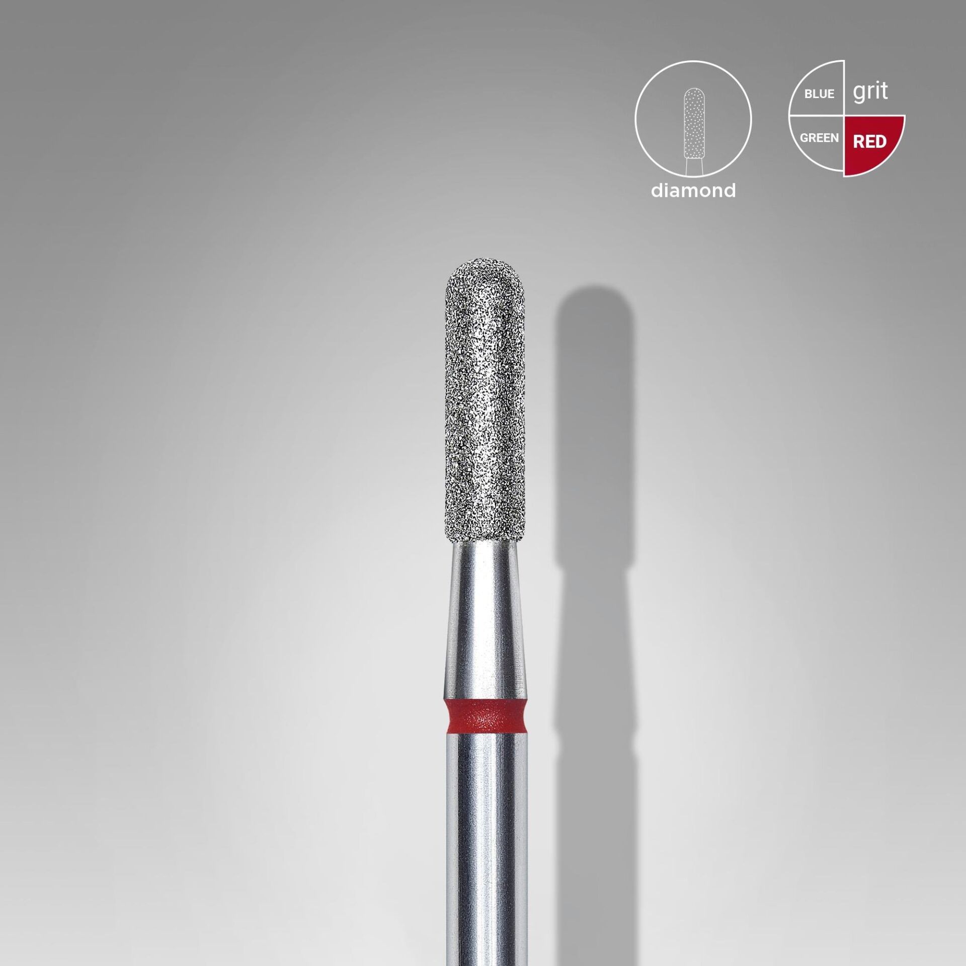 STALEKS Elmas Yuvarlanmış Silindir Freze, Kırmızı, Çap 2,3 mm, Çalışma Kısmı 8 mm