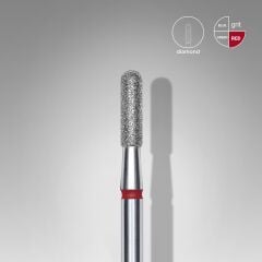 STALEKS Elmas Yuvarlanmış Silindir Freze, Kırmızı, Çap 2,3 mm, Çalışma Kısmı 8 mm