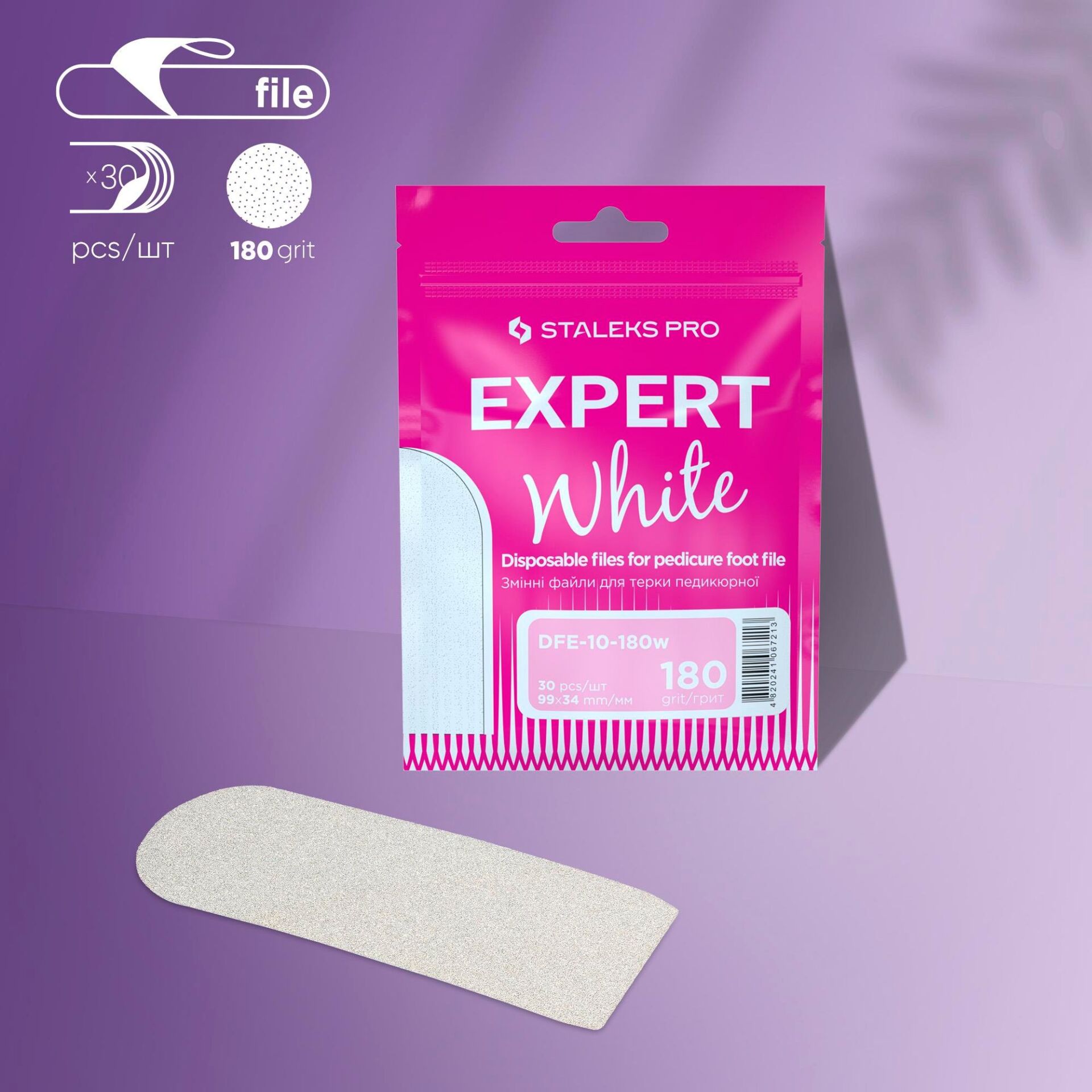 STALEKS  EXPERT 10 Pedikür Törpü İçin Yedek Beyaz Törpüler, 180 Grit (30 Adet)