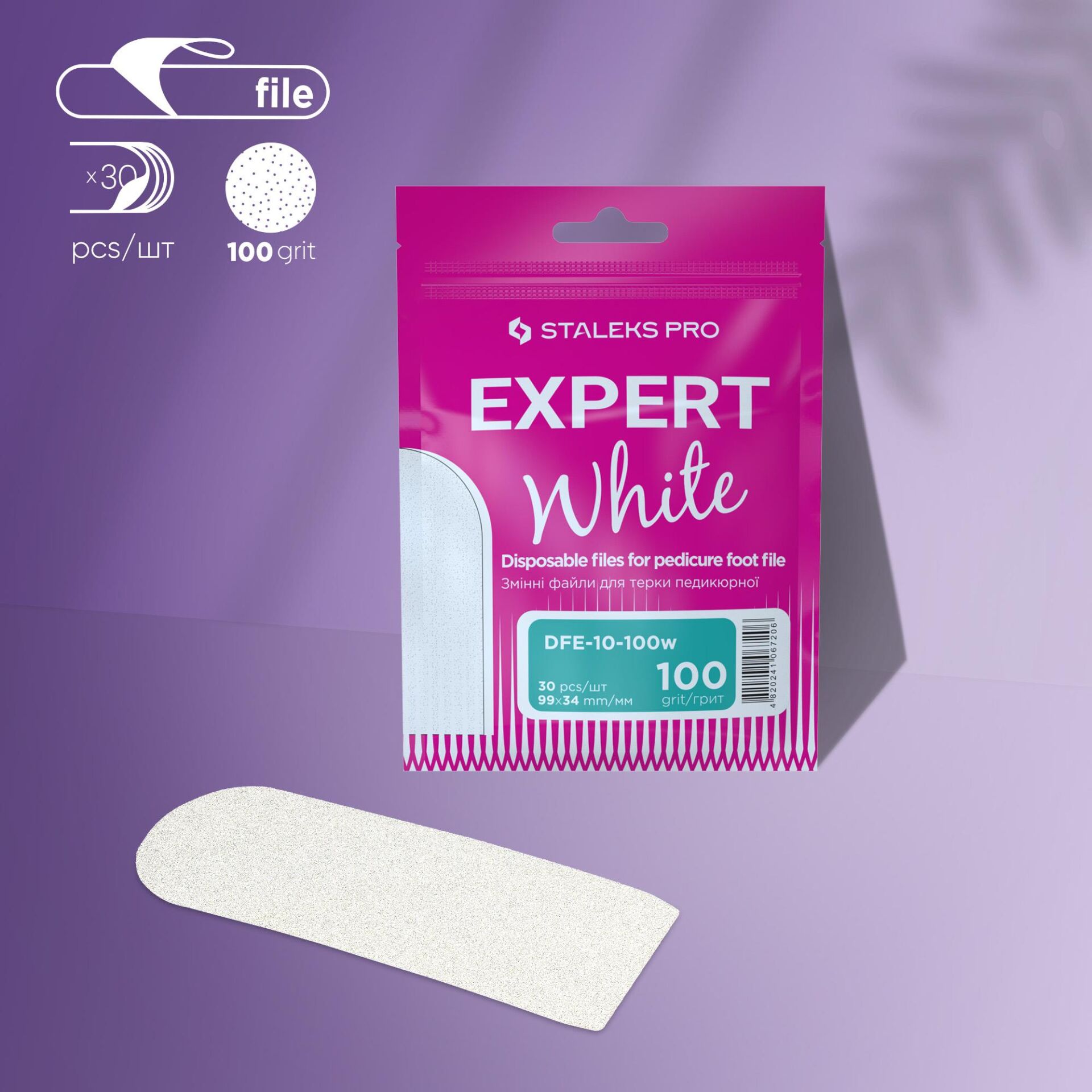 STALEKS EXPERT 10 Pedikür Törpü İçin Yedek Beyaz Törpüler, 100 Grit (30 Adet)