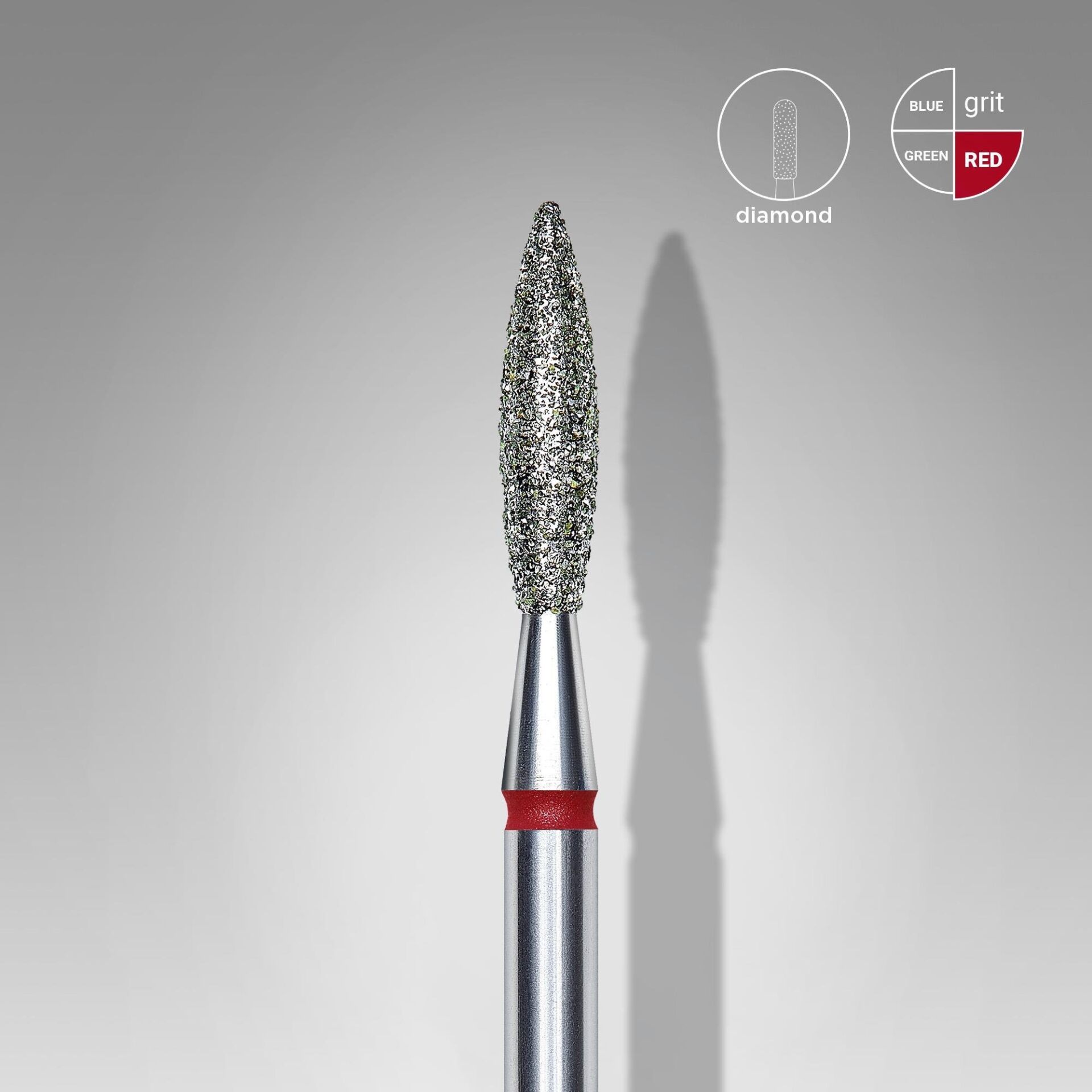 STALEKS Elmas Alev Freze, Kırmızı, Çap 2,3 mm, Çalışma Kısmı 10 mm