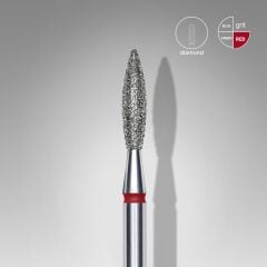 STALEKS Elmas Alev Freze, Kırmızı, Çap 2,3 mm, Çalışma Kısmı 10 mm