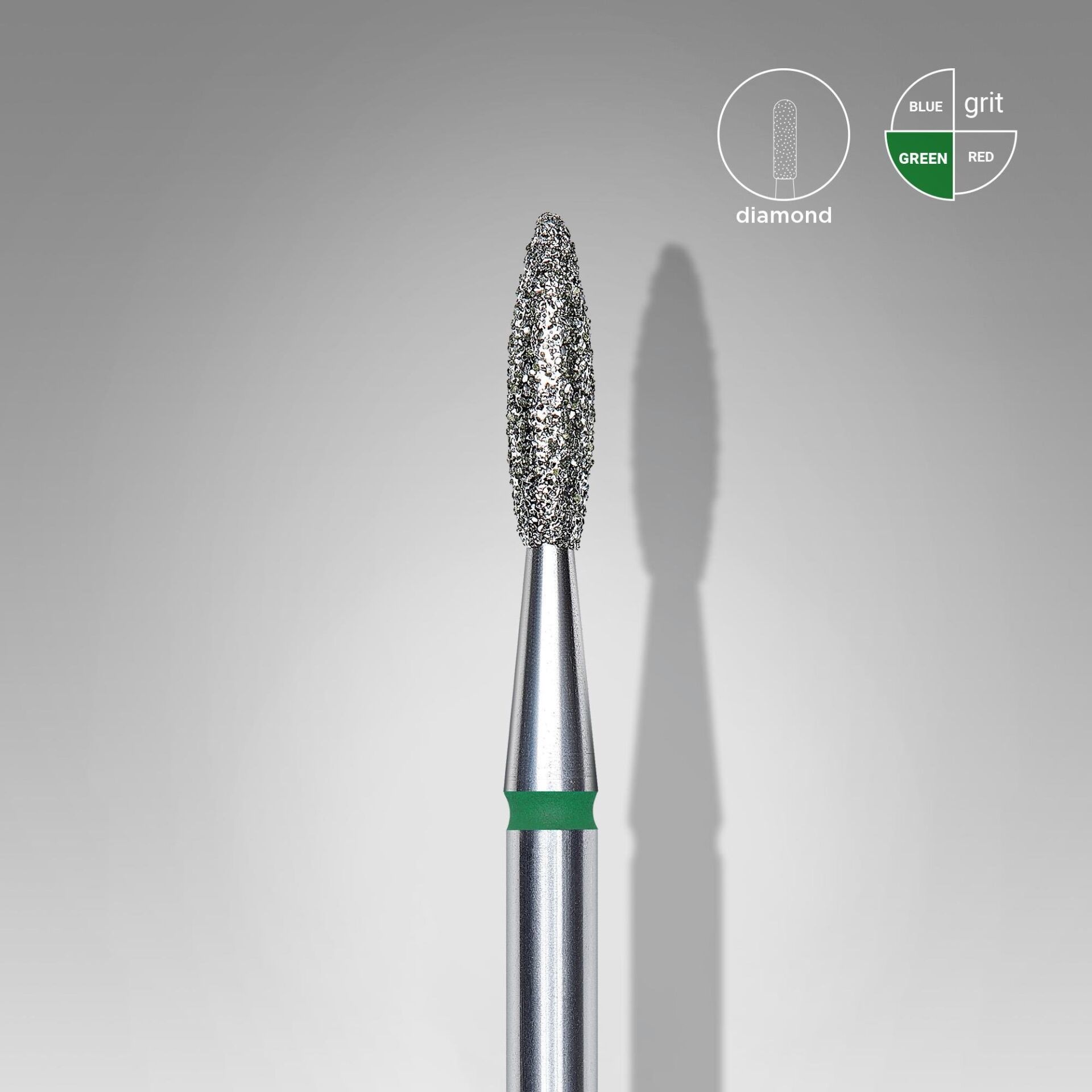 STALEKS Elmas Alev Freze, Yeşil, Çap 2,1 mm, Çalışma Kısmı 8 mm