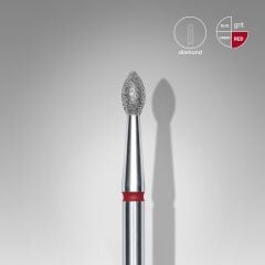 STALEKS Elmas Sivri Tomurcuk Freze, Kırmızı, Çap 2,5 mm, Çalışma Kısmı 4,5 mm