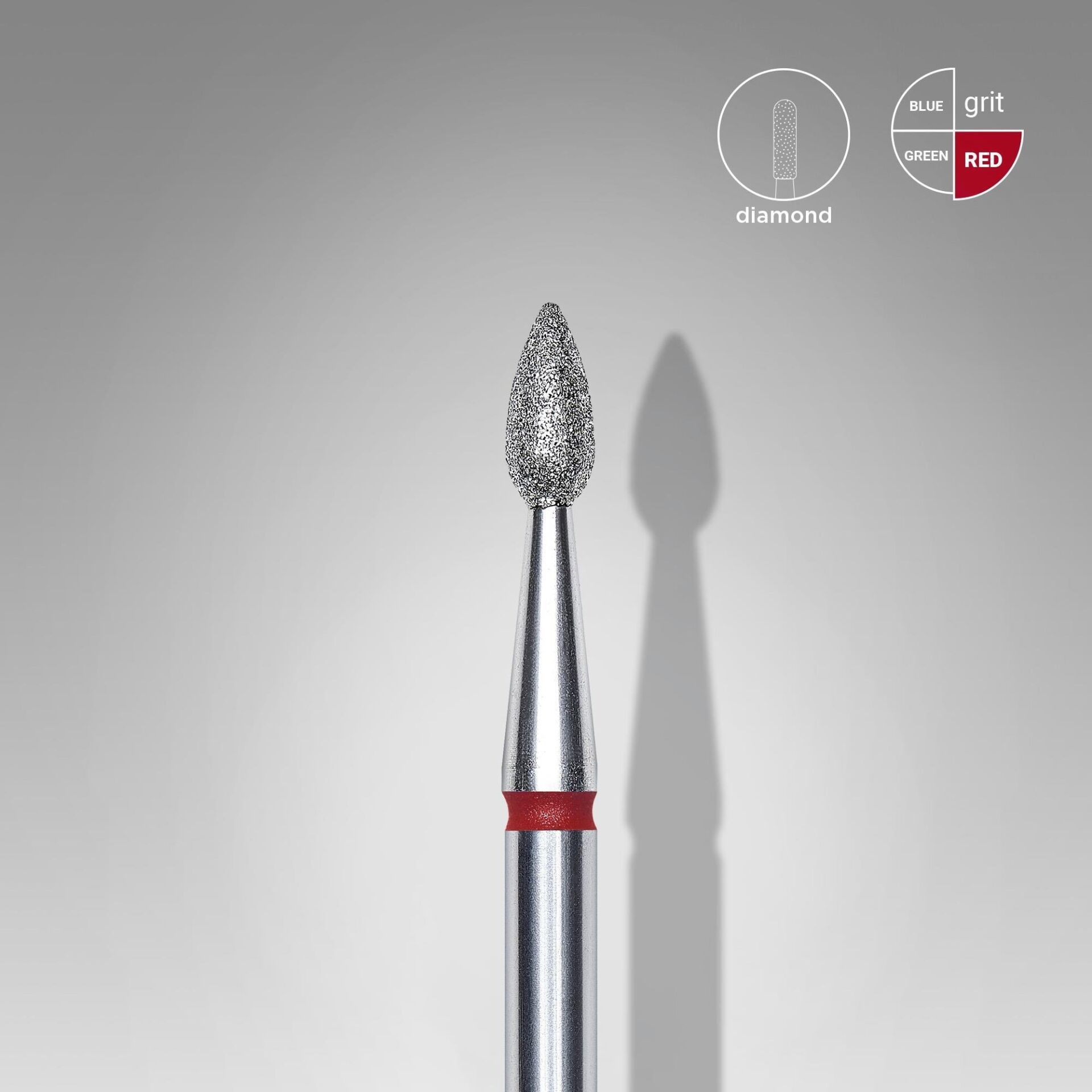 STALEKS Elmas Küre Freze, Kırmızı, Çap 2,3 mm, Çalışma Kısmı 5 mm