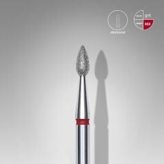 STALEKS Elmas Küre Freze, Kırmızı, Çap 2,3 mm, Çalışma Kısmı 5 mm