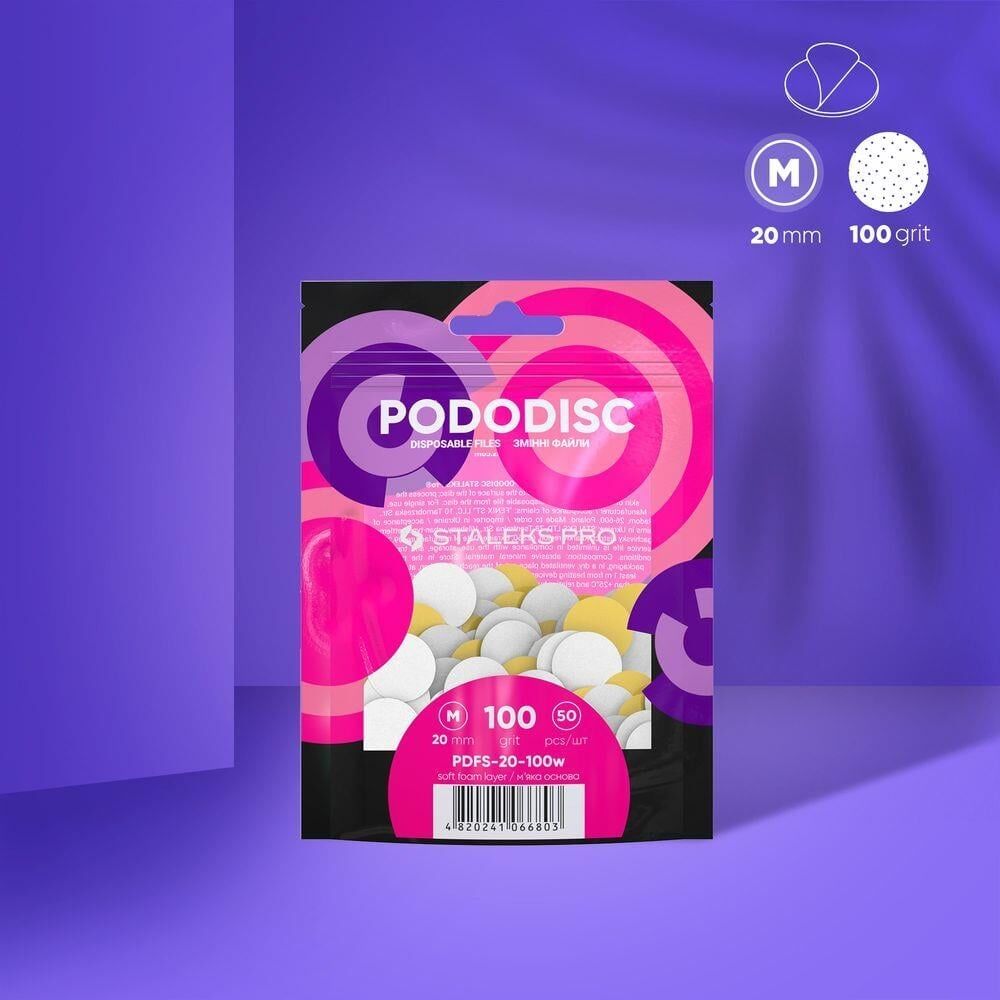 STALEKS PODODISC STALEKS PRO M Pedikür Disk İçin Yumuşak Tabanlı Yedek Beyaz Törpüler, 100 Grit (50 Adet)