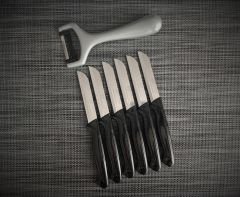 Solingen 6'Lı Meyve Bıçağı Ve Soyacak Simli Siyah 7'Li Set