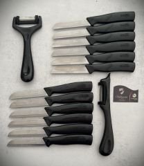 Solingen Işıltılı Meyve Ve Sebze Bıçağı Ve Soyacak 14'Lü Siyah